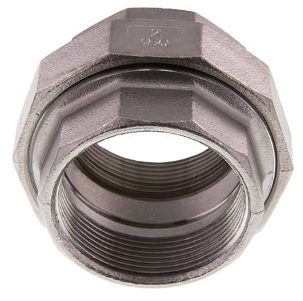 Rp 2'' Stainless steel Double Nipple 3-pieces with Conically sealing 16 Bar
