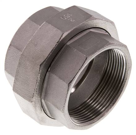 Rp 2'' Stainless steel Double Nipple 3-pieces with Conically sealing 16 Bar
