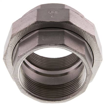 Rp 2'' Stainless steel Double Nipple 3-pieces with Conically sealing 16 Bar