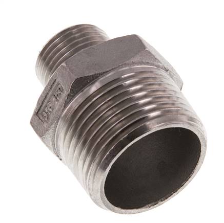 R 1'' x R 1/2'' Stainless steel Double Nipple 16 Bar