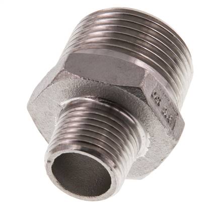 R 1'' x R 1/2'' Stainless steel Double Nipple 16 Bar