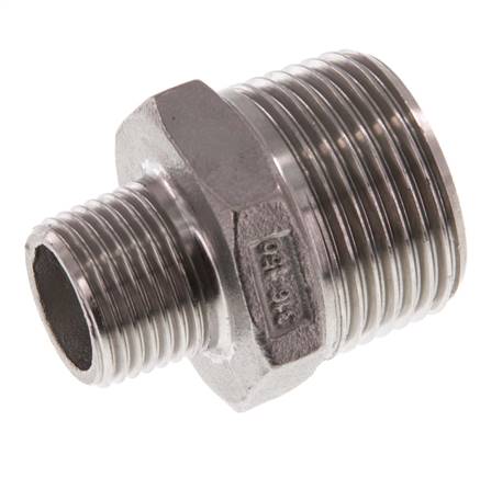 R 1'' x R 1/2'' Stainless steel Double Nipple 16 Bar