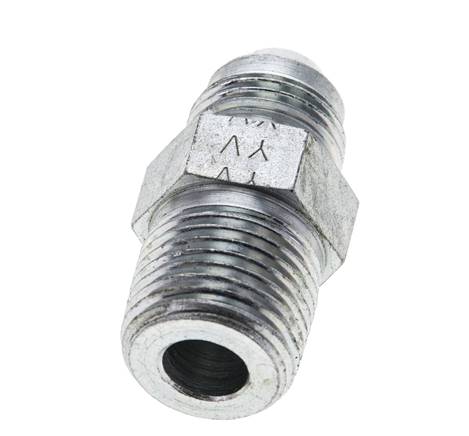 JIC Double Nipple UNF 3/4''-16 (Dash Size 8) x 1/2'' NPT Steel 210bar (2950.5psi) [2 Pieces]