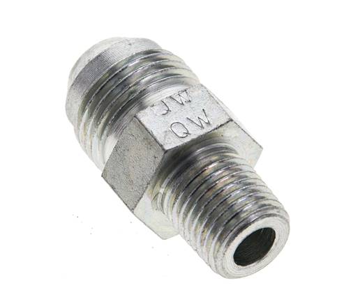 JIC Double Nipple UNF 3/4''-16 (Dash Size 8) x 1/4'' NPT Steel 275bar (3863.75psi) [2 Pieces]