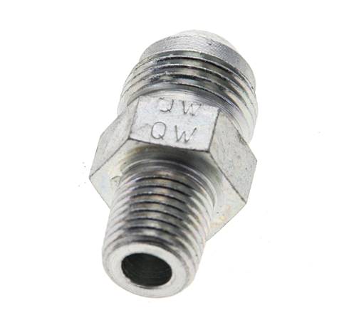 JIC Double Nipple UNF 3/4''-16 (Dash Size 8) x 1/4'' NPT Steel 275bar (3863.75psi) [2 Pieces]