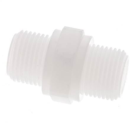 Double Nipple G3/8'' Polypropylene (pp) 10bar (140.5psi) FDA 22mm Hex
