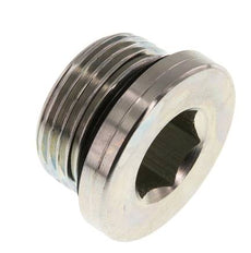 G 1'' Male Zinc plated Steel Closing plug with Inner Hex and NBR seal 400 Bar