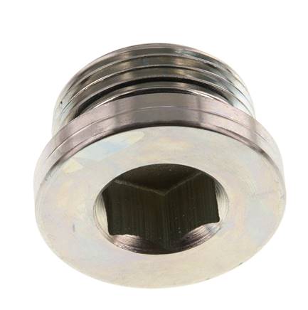 G 1'' Male Zinc plated Steel Closing plug with Inner Hex and NBR seal 400 Bar
