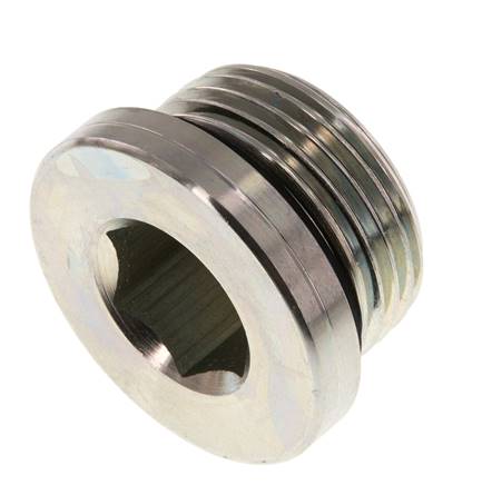 G 1'' Male Zinc plated Steel Closing plug with Inner Hex and NBR seal 400 Bar