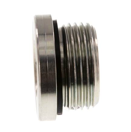 G 1'' Male Zinc plated Steel Closing plug with Inner Hex and NBR seal 400 Bar