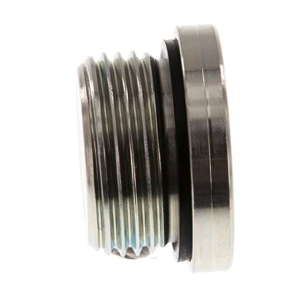 G 1'' Male Zinc plated Steel Closing plug with Inner Hex and NBR seal 400 Bar