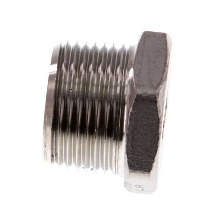 3/4'' NPT Male Stainless steel Closing plug with Outer Hex 16 Bar