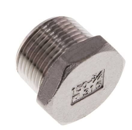 3/4'' NPT Male Stainless steel Closing plug with Outer Hex 16 Bar