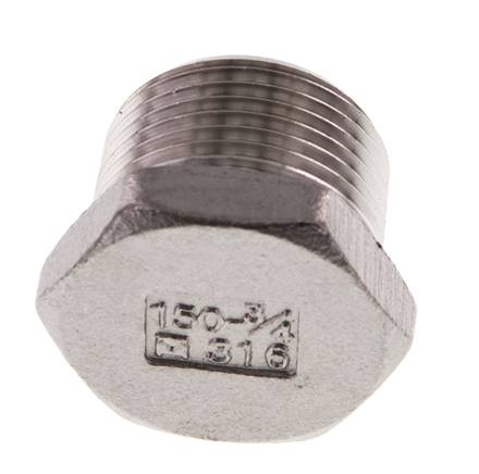 3/4'' NPT Male Stainless steel Closing plug with Outer Hex 16 Bar