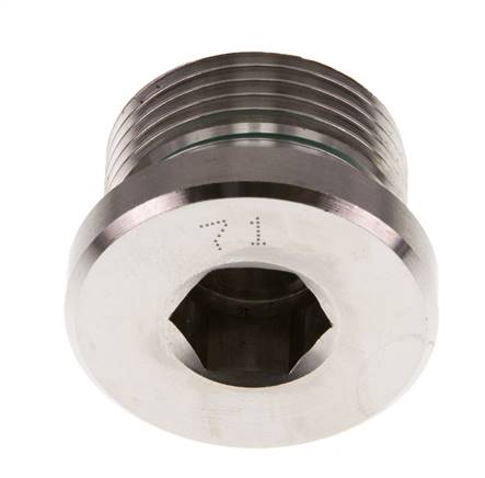 G 3/4'' Male Stainless steel Closing plug with Inner Hex and FKM Seal 400 Bar