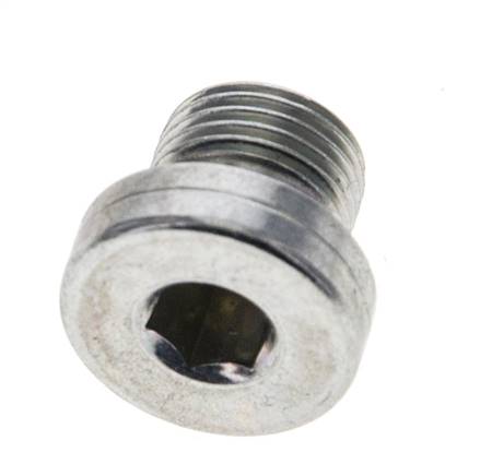G 1/8'' Male Zinc plated Steel Closing plug with Inner Hex and NBR seal 400 Bar [5 Pieces]