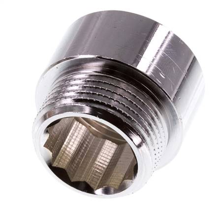G 3/4'' F/M Chromium plated Brass Extension DIN 3523 - 15 mm