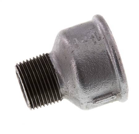R 1'' x Rp 1 1/2'' M/F Zinc plated Cast iron Reducing Adapter 25 Bar