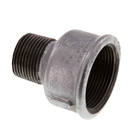 R 1'' x Rp 1 1/2'' M/F Zinc plated Cast iron Reducing Adapter 25 Bar