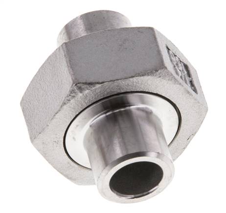 Union Straight Connector 13.5mm Weld End Stainless Steel Flat Seal PTFE 16bar (224.8psi)