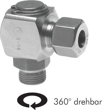 8L & M12x1.5 Stainless Steel Swivel Joint Compression Fitting with Male Threads DN 5250 bar FKM Rotatable ISO 8434-1