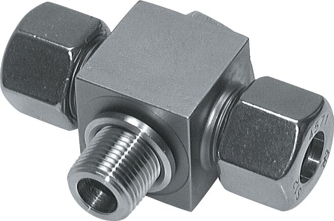 10S & M16x1.5 Stainless Steel Tee Swivel Joint Cutting Fitting with Male Threads 400 bar ISO 8434-1