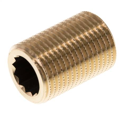 G 1/2'' Brass Double Pipe Nipple 16 Bar DIN 2982 - 30mm