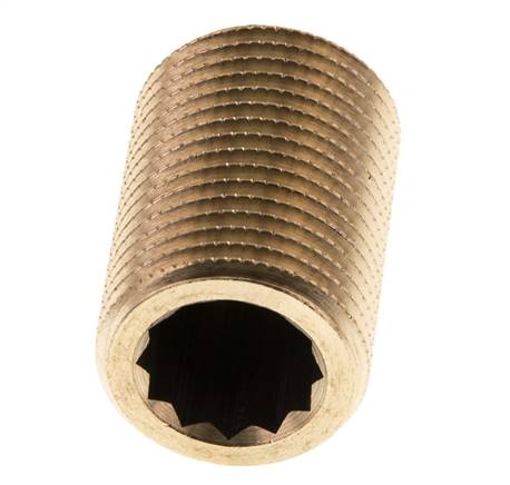 G 1/2'' Brass Double Pipe Nipple 16 Bar DIN 2982 - 30mm