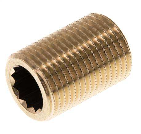 G 1/2'' Brass Double Pipe Nipple 16 Bar DIN 2982 - 30mm