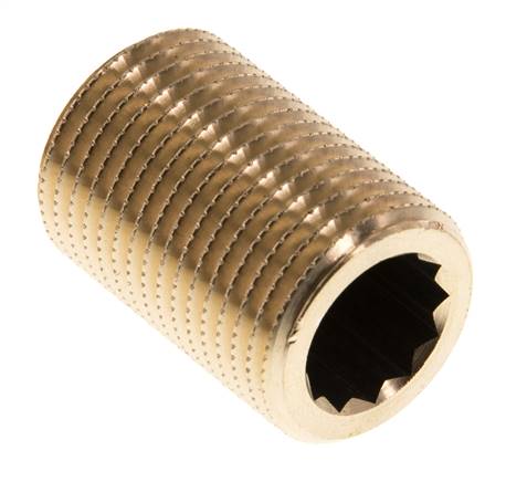 G 1/2'' Brass Double Pipe Nipple 16 Bar DIN 2982 - 30mm