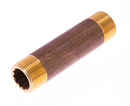 G 3/4'' Brass Double Pipe Nipple 16 Bar DIN 2982 - 100mm