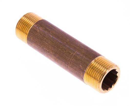 G 3/4'' Brass Double Pipe Nipple 16 Bar DIN 2982 - 100mm
