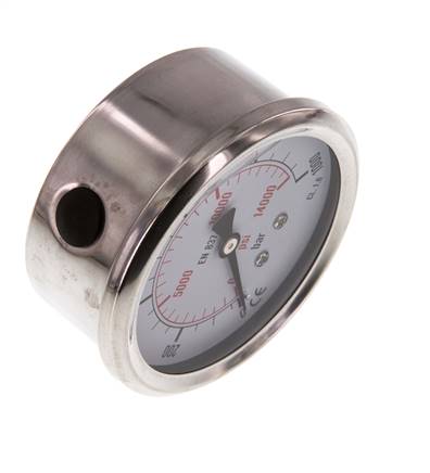 0..1000 Bar (0..14504 psi) Glycerin Pressure Gauge Below Stainless steel/Brass 63 mm Class 1.6