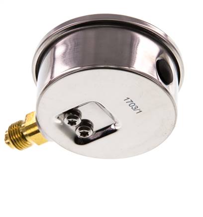 -1..5 Bar (-15..73 psi) Glycerin Pressure Gauge Below Stainless steel/Brass 63 mm Class 1.6