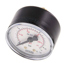 0..16 Bar (0..232 psi) Pressure Gauge Rear Steel/Brass 50 mm Class 1.6