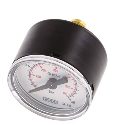 -1..0 Bar (-15..0 psi) Pressure Gauge Rear Steel/Brass 50 mm Class 1.6
