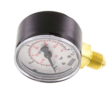 0..40 Bar (0..580 psi) Pressure Gauge Below Steel/Brass 50 mm Class 1.6