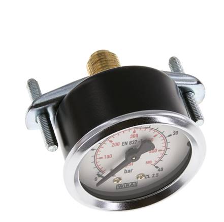 0..40 Bar (0..580 psi) Panel Mount Pressure Gauge Steel/Brass 50 mm Class 2.5 (Bracket)
