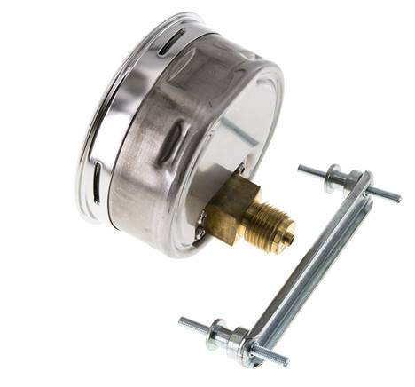0..60 Bar (0..870 psi) Panel Mount Pressure Gauge Steel/Brass 100 mm Class 1.0 (Bracket)