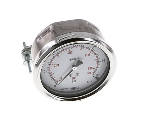 0..60 Bar (0..870 psi) Panel Mount Pressure Gauge Steel/Brass 100 mm Class 1.0 (Bracket)