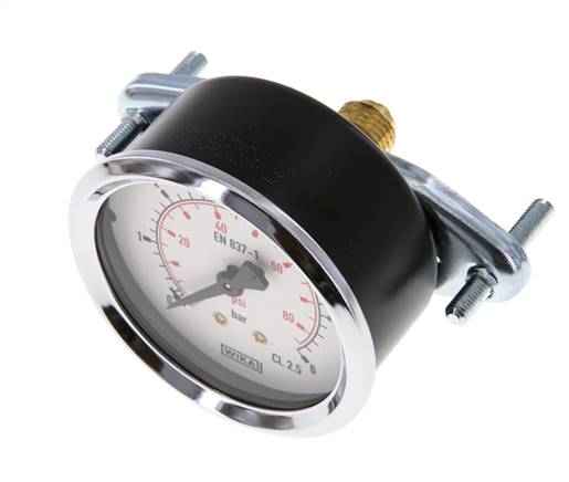 0..6 Bar (0..87 psi) Panel Mount Pressure Gauge Steel/Brass 63 mm Class 2.5 (Bracket)