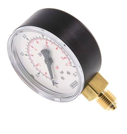 0..0.6 Bar (0..9 psi) Pressure Gauge Below Plastic/Brass 63 mm Class 2.5