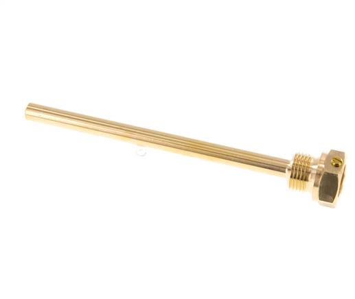 Copper Alloy G 1/2 Inch Bolt Fix Thermowell for 160mm Stem Max 160°C and 6 Bars