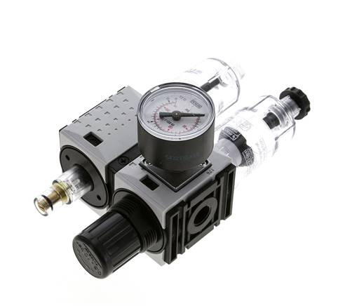 FRL 2-Part G1/4'' 800 l/min 0.5-10.0bar/7-145psi Semi-Auto 40 mm Pressure Gauge Polycarbonate Futura 0