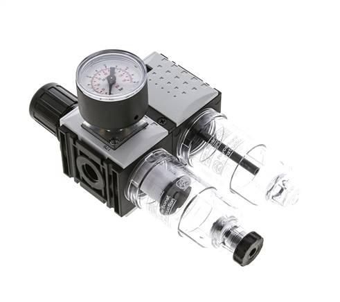 FRL 2-Part G1/4'' 800 l/min 0.5-8.0bar/7-116psi Semi-Auto 40 mm Pressure Gauge Polycarbonate Futura 0
