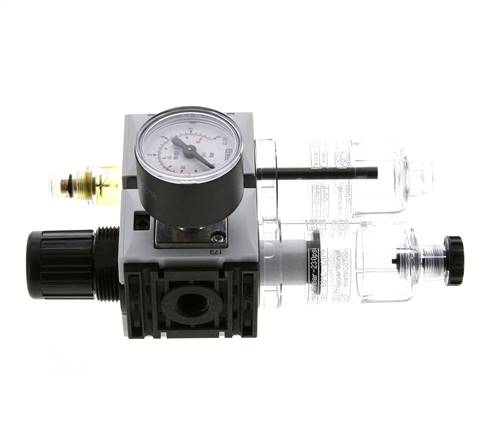 FRL 2-Part G1/4'' 800 l/min 0.2-4.0bar/3-58psi Semi-Auto 40 mm Pressure Gauge Polycarbonate Futura 0