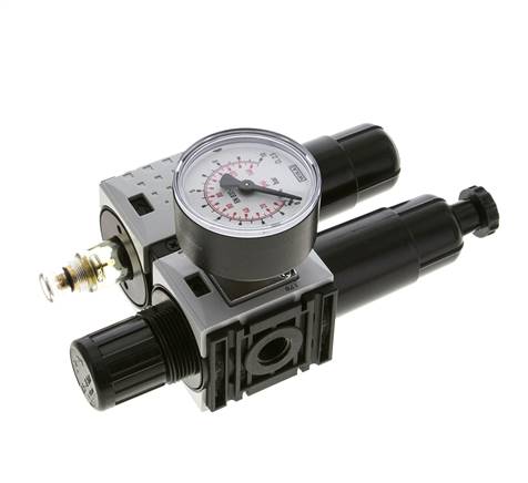 FRL 2-Part G1/4'' 800 l/min 0.5-8.0bar/7-116psi Semi-Auto 40 mm Pressure Gauge Metal Futura 0