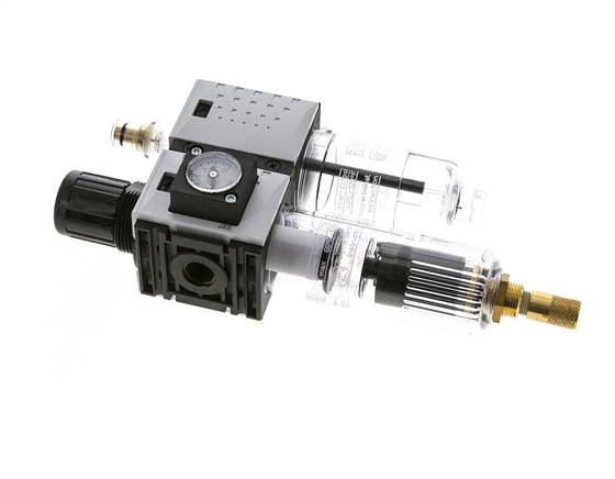 FRL 2-Part G1/4'' 800 l/min 0.5-8.0bar/7-116psi Auto Polycarbonate Futura 0