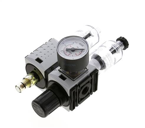 FRL 2-Part G1/4'' 800 l/min 0.2-4.0bar/3-58psi Semi-Auto 40 mm Pressure Gauge Polycarbonate Futura 0