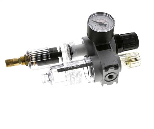 FRL 2-Part G1/8'' 700 l/min 0.5-10.0bar/7-145psi Auto 40 mm Pressure Gauge Polycarbonate Multifix 0